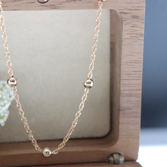 Rose Gold Beaded Chain Necklace with Twist Link – 19.7 Inch Length, XPNL0005 - Picture 12 of 12